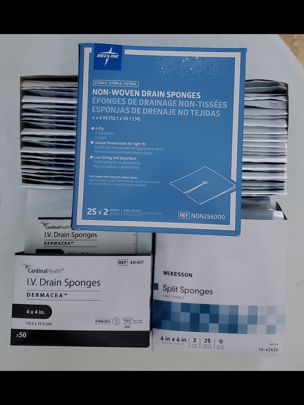 Medline Non-Woven Drain Sponges — Blue Packaging